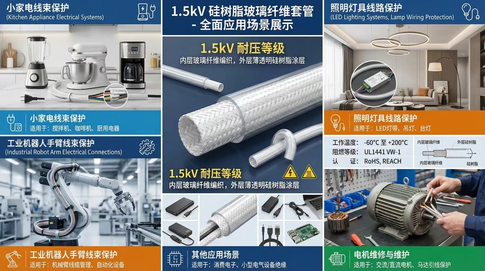 硅树脂玻璃纤维套管应用场景